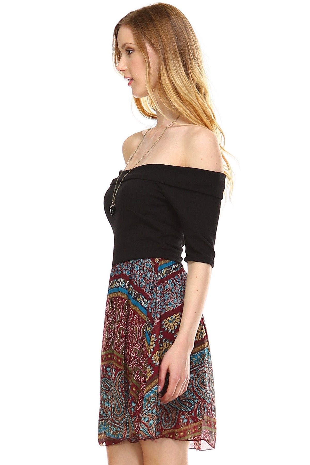 Women's Printed Off Shoulder A-Line Dress Dresses / Mini - Tophatter Daily Deals
