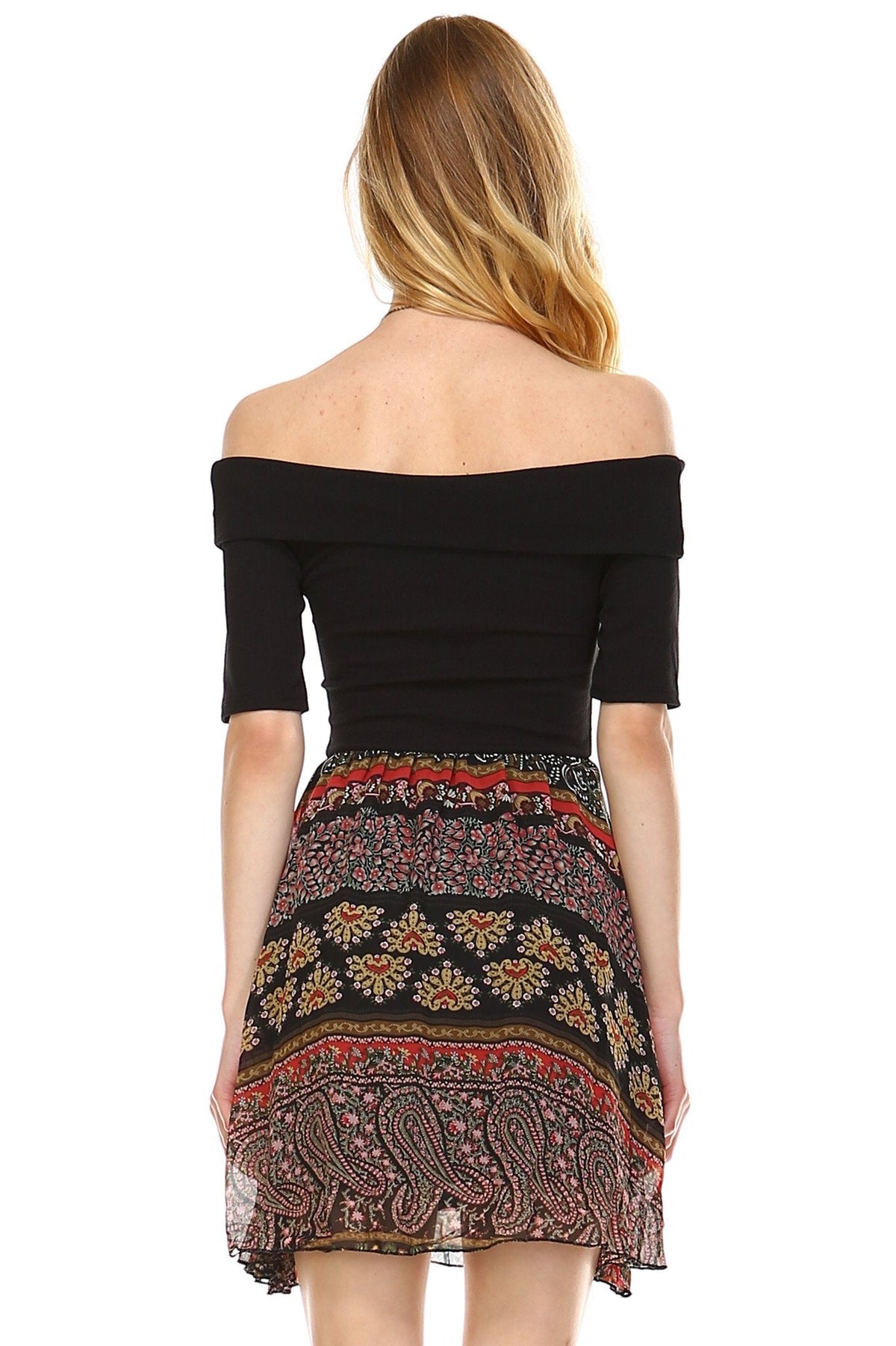 Women's Printed Off Shoulder A-Line Dress Dresses / Mini - Tophatter Daily Deals