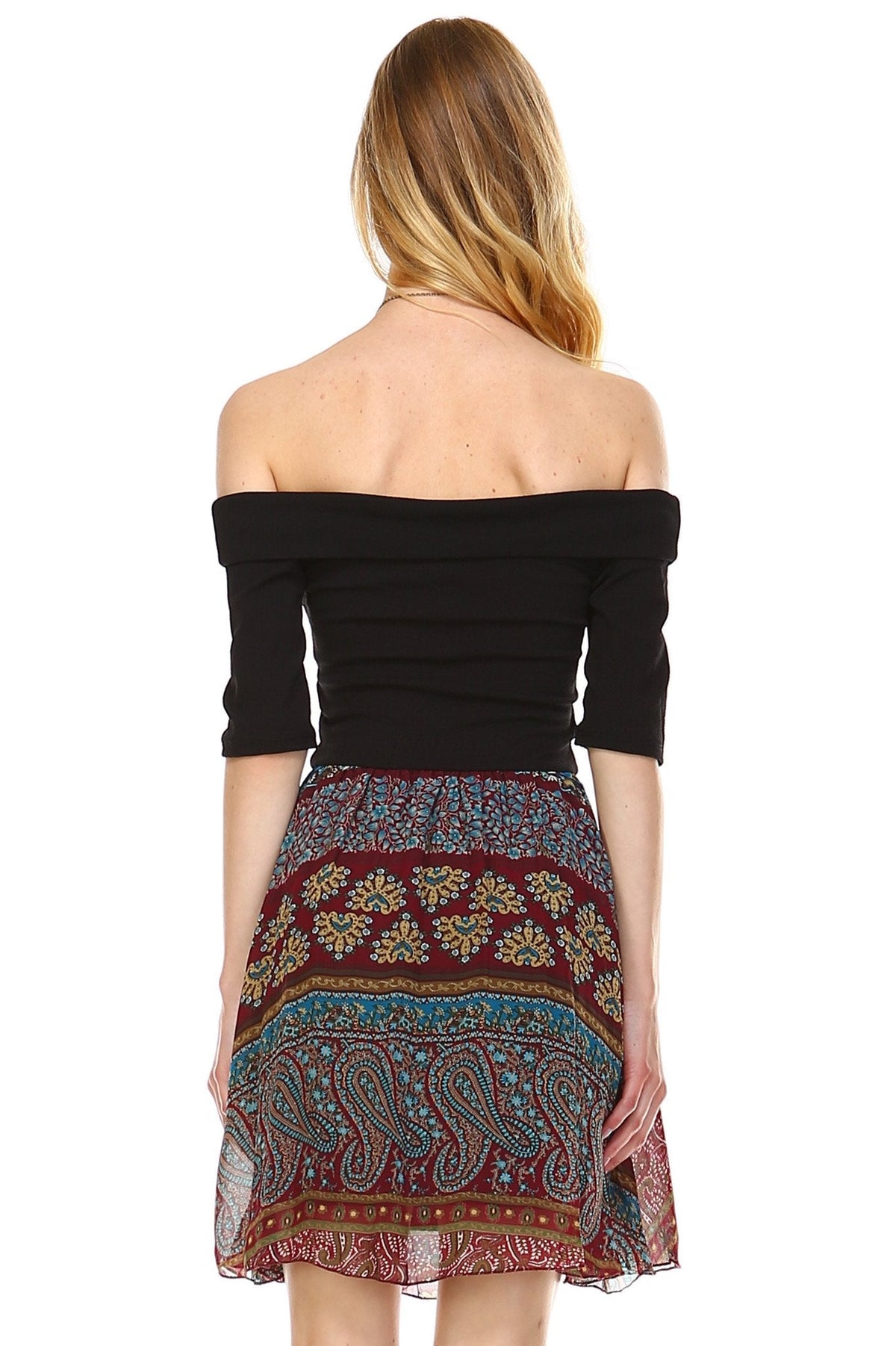 Women's Printed Off Shoulder A-Line Dress Dresses / Mini - Tophatter Daily Deals