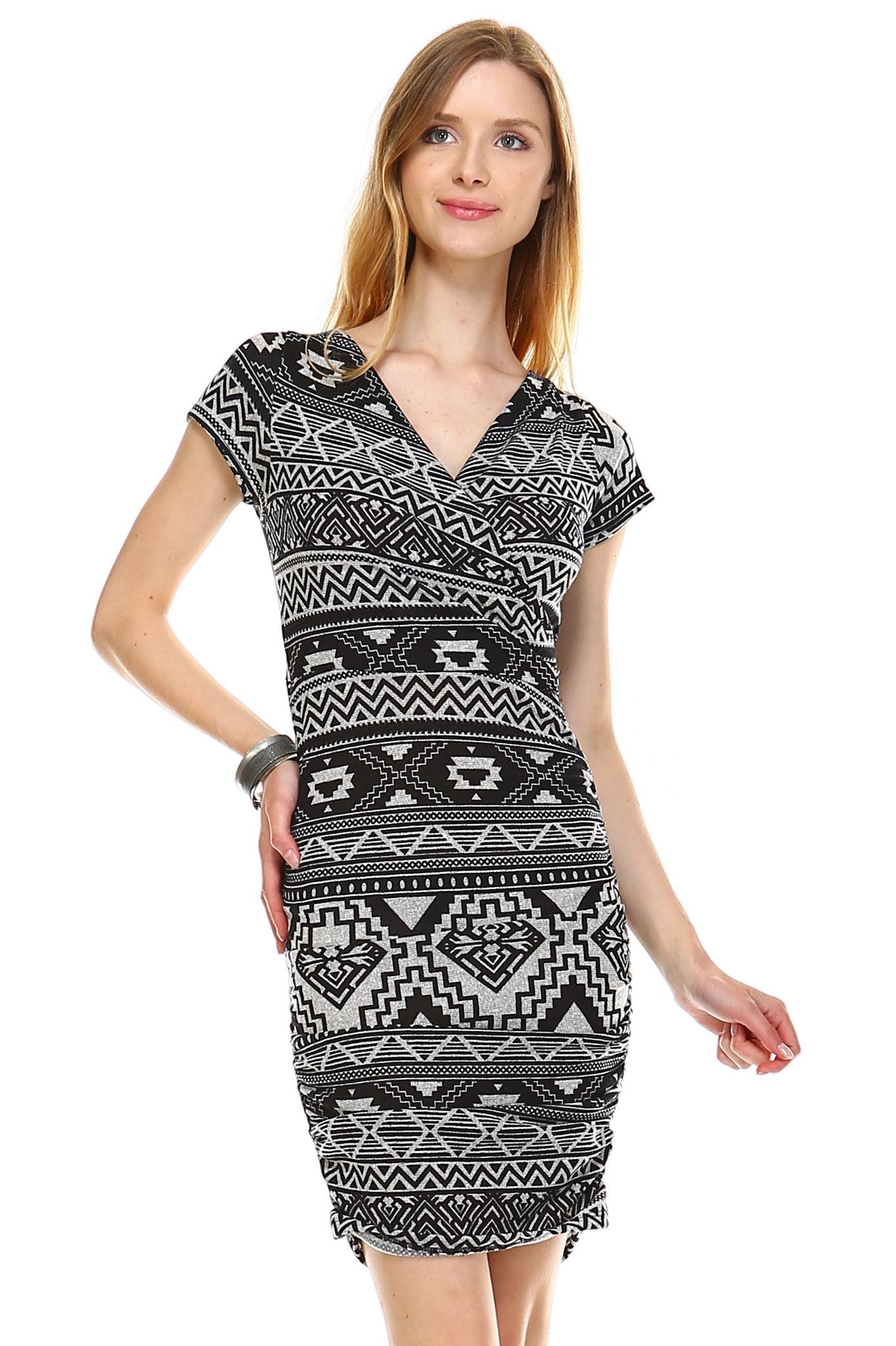 Women's Printed V-neck Bodycon Dress Dresses / Midi - Tophatter Daily Deals
