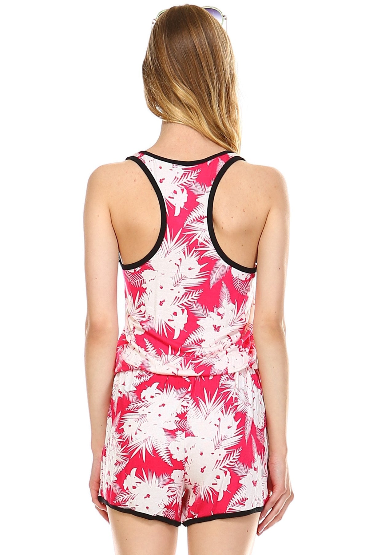 Women's Tropical Print Racer Back Sleeveless Romper Romper - Tophatter Daily Deals