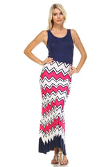 Women's Printed Maxi Dress Fuchsia Navy Dresses / Maxi - Tophatter Daily Deals