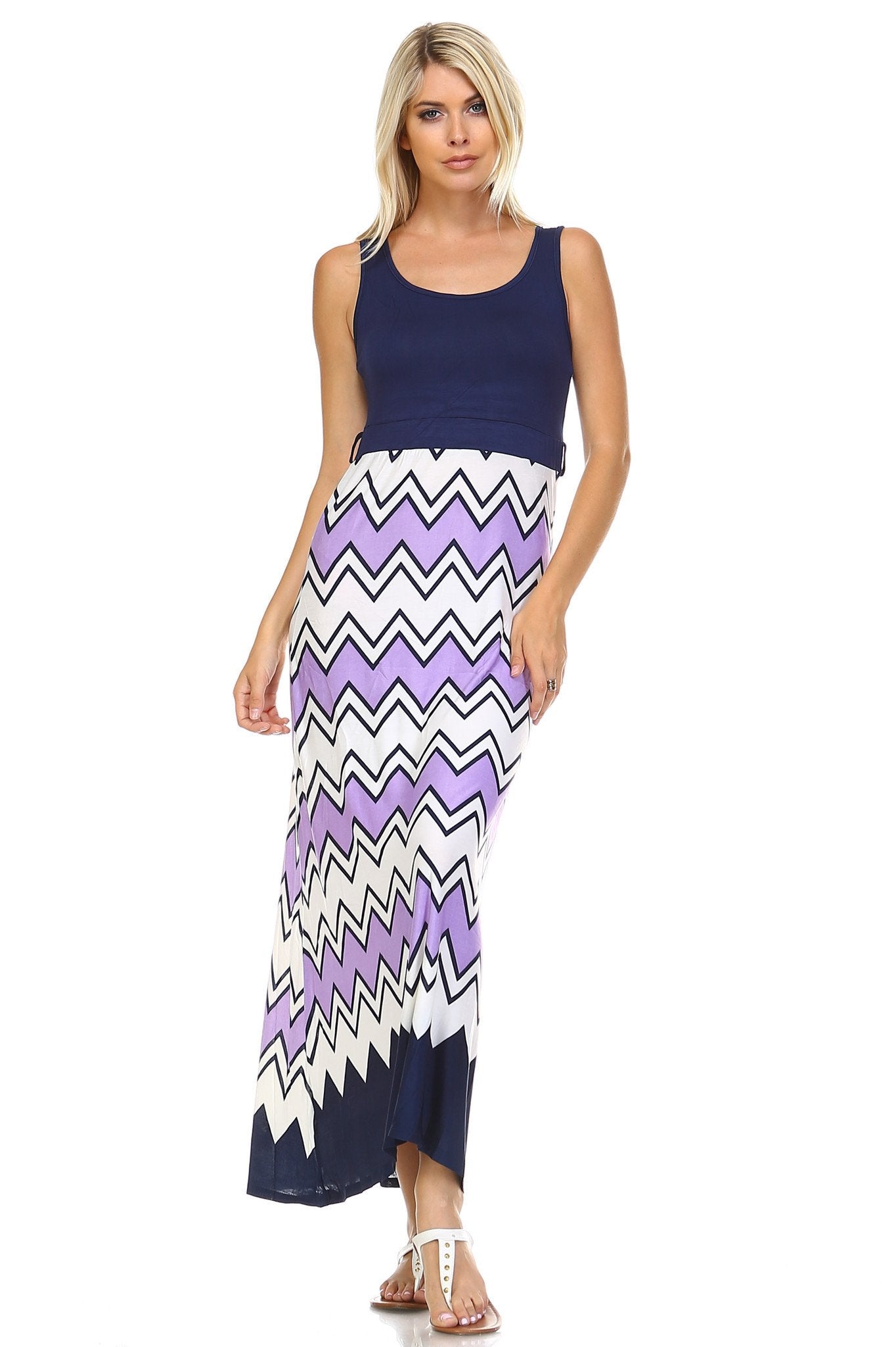 Women's Printed Maxi Dress Violet Navy Dresses / Maxi - Tophatter Daily Deals