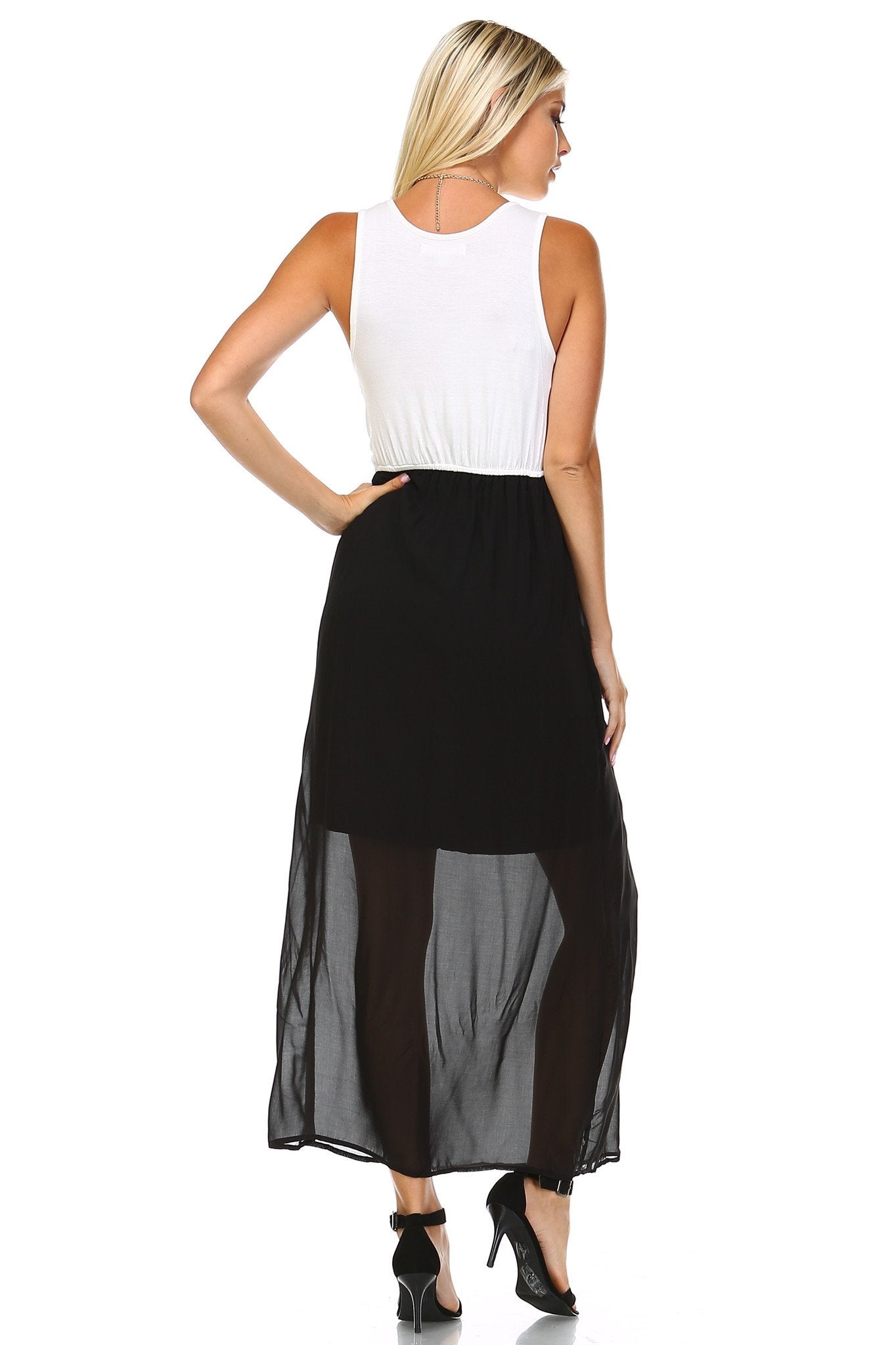 Women's Black & White Mixed Media Maxi Dress Dresses / Maxi - Tophatter Daily Deals