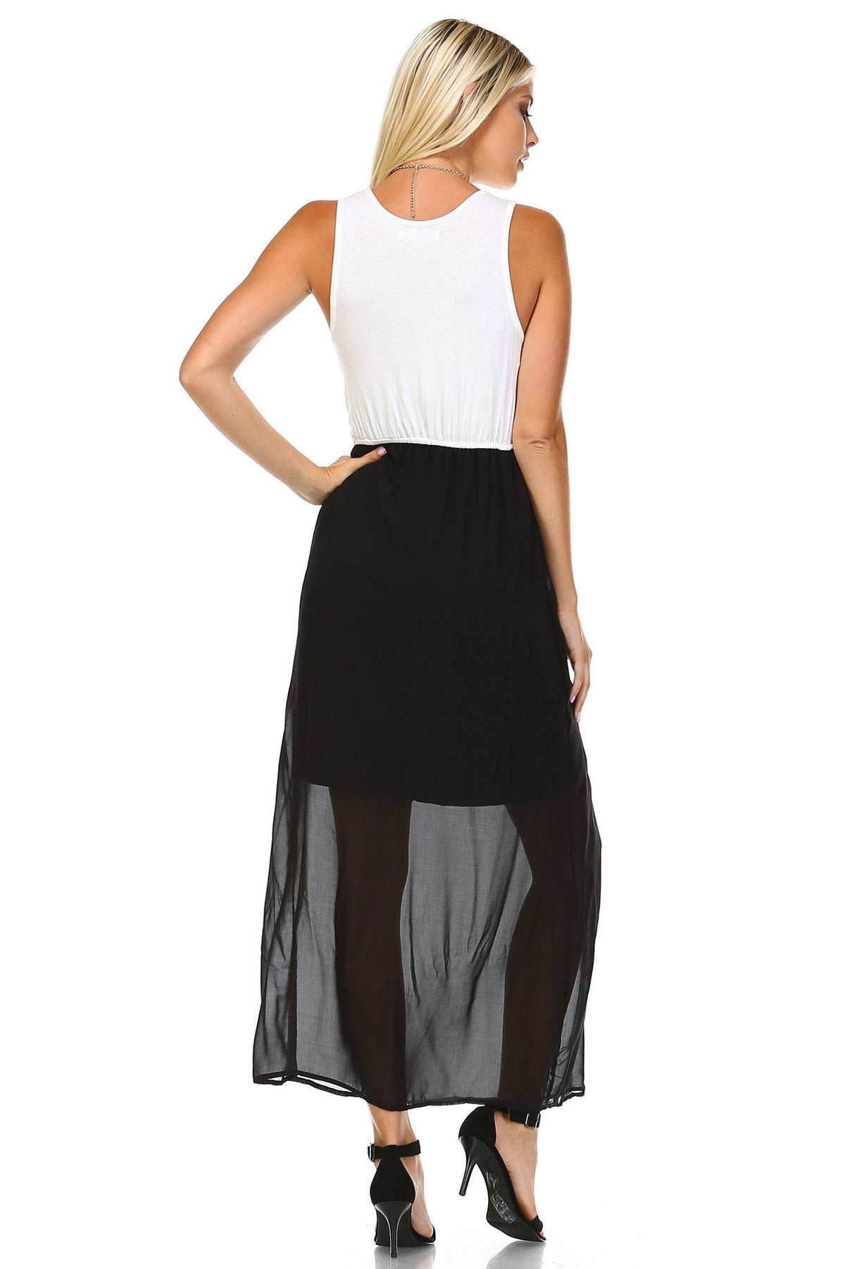 Women's Black & White Mixed Media Maxi Dress Dresses / Maxi - Tophatter Daily Deals