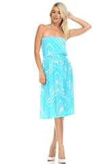 Women's Strapless Printed Dress Blue 79 Dresses / Midi - Tophatter Daily Deals