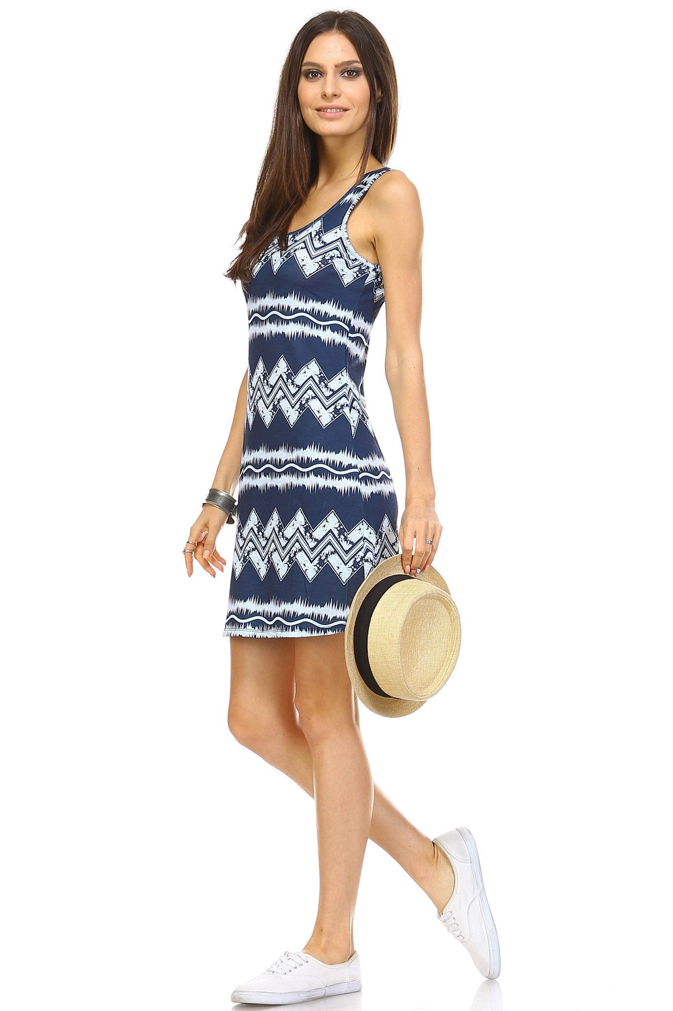 Women's Printed Mini Dress Navy 26 Dresses / Mini - Tophatter Daily Deals