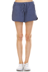 Women's Comfy Elastic Band and Tie Waistline Shorts with Pockets Blue 8 Shorts - Tophatter Daily Deals