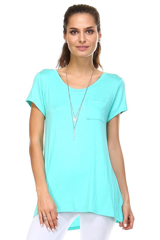 Women's Cap Sleeve Hi-Low Top Aqua 4 Tops - Tophatter Daily Deals