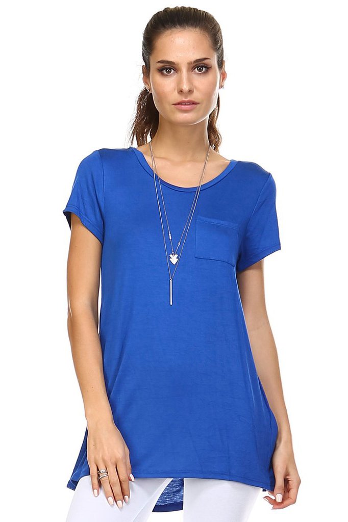Women's Cap Sleeve Hi-Low Top Blue 39 Tops - Tophatter Daily Deals