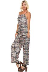 Women's Sleeveless Elastic Waistline Printed Jumpsuit Jumpsuit - Tophatter Daily Deals