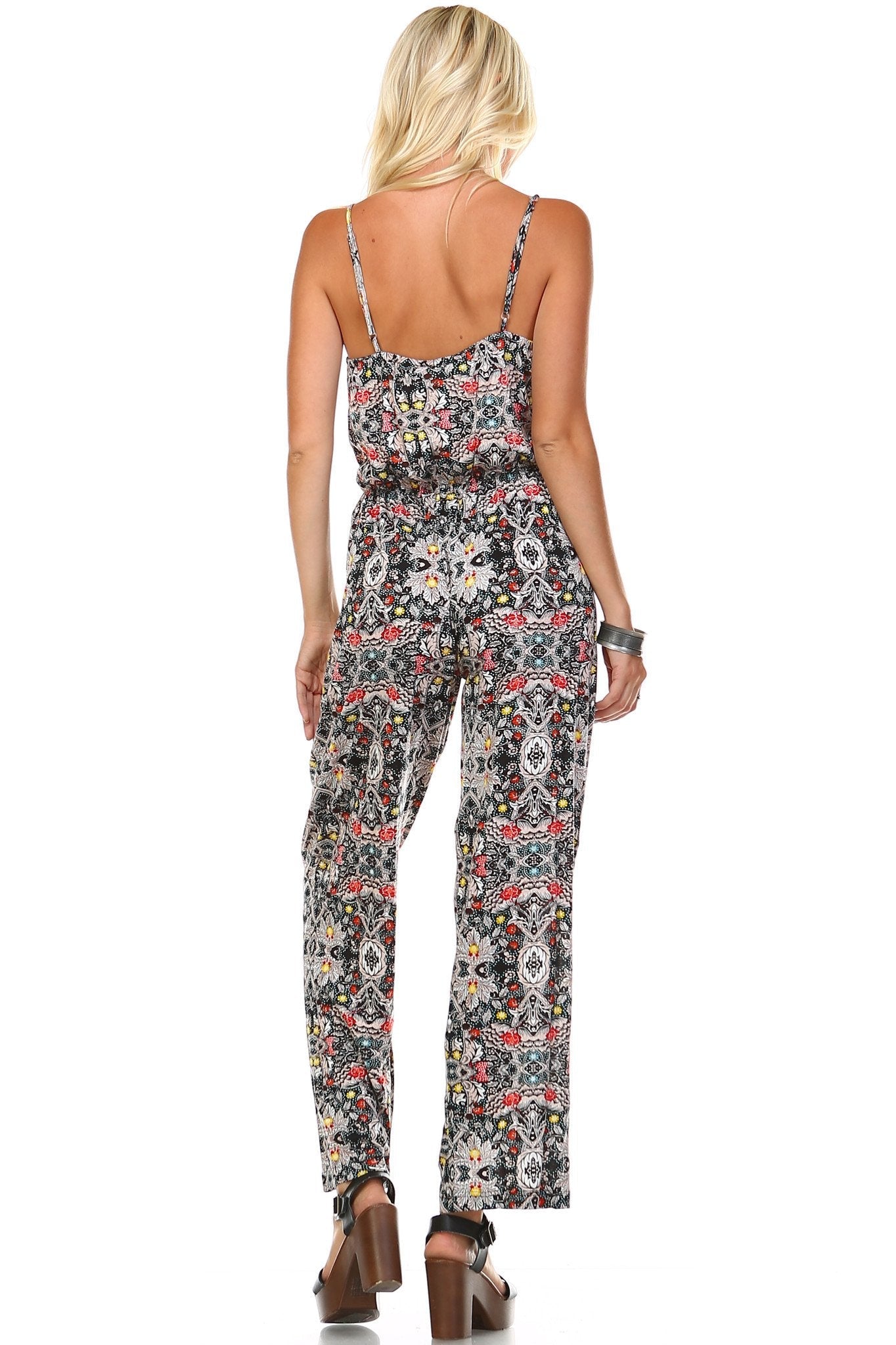 Women's Sleeveless Elastic Waistline Printed Jumpsuit Jumpsuit - Tophatter Daily Deals