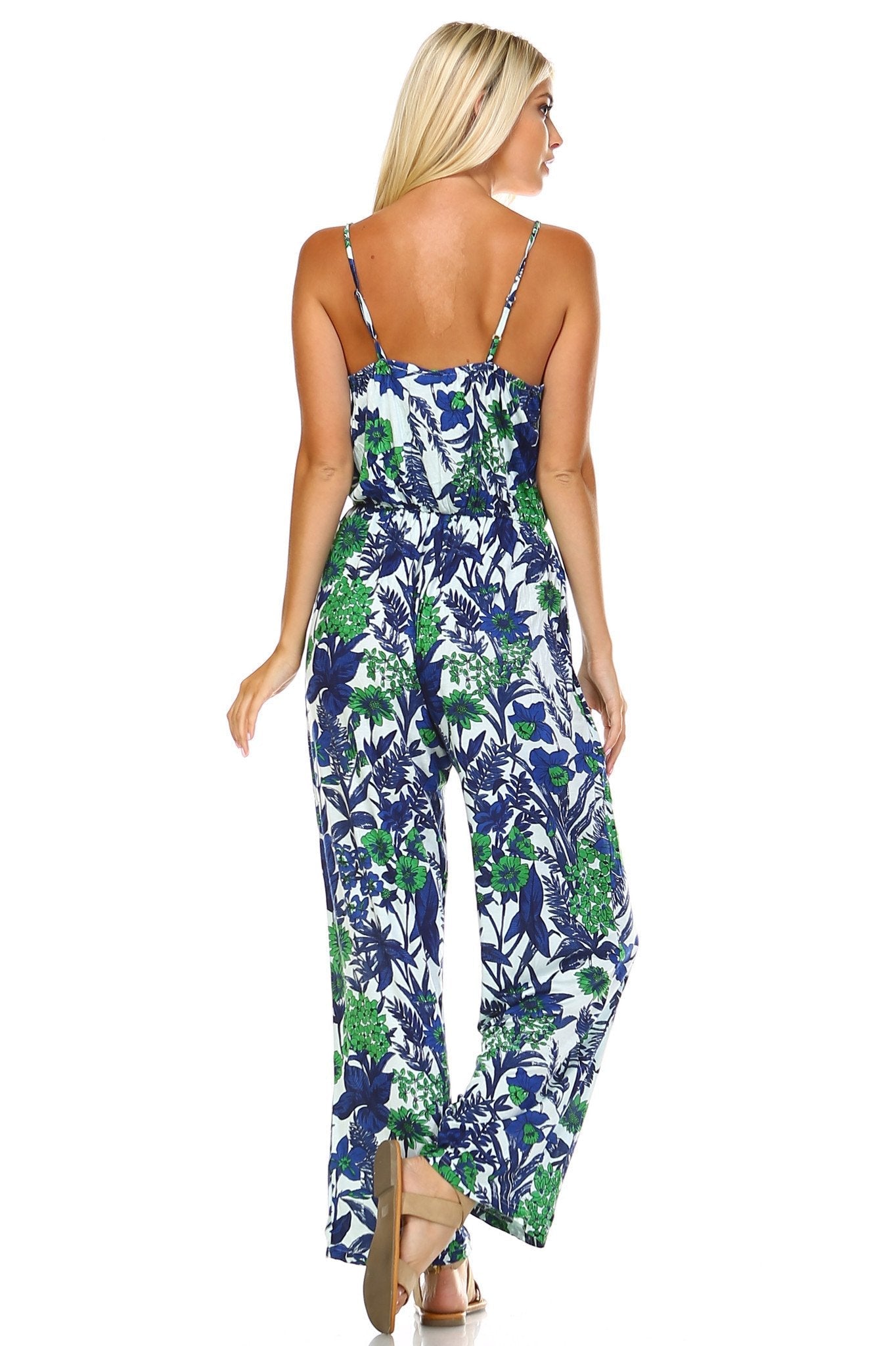 Women's Sleeveless Elastic Waistline Printed Jumpsuit Jumpsuit - Tophatter Daily Deals