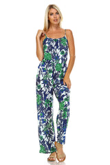Women's Sleeveless Elastic Waistline Printed Jumpsuit Jumpsuit - Tophatter Daily Deals