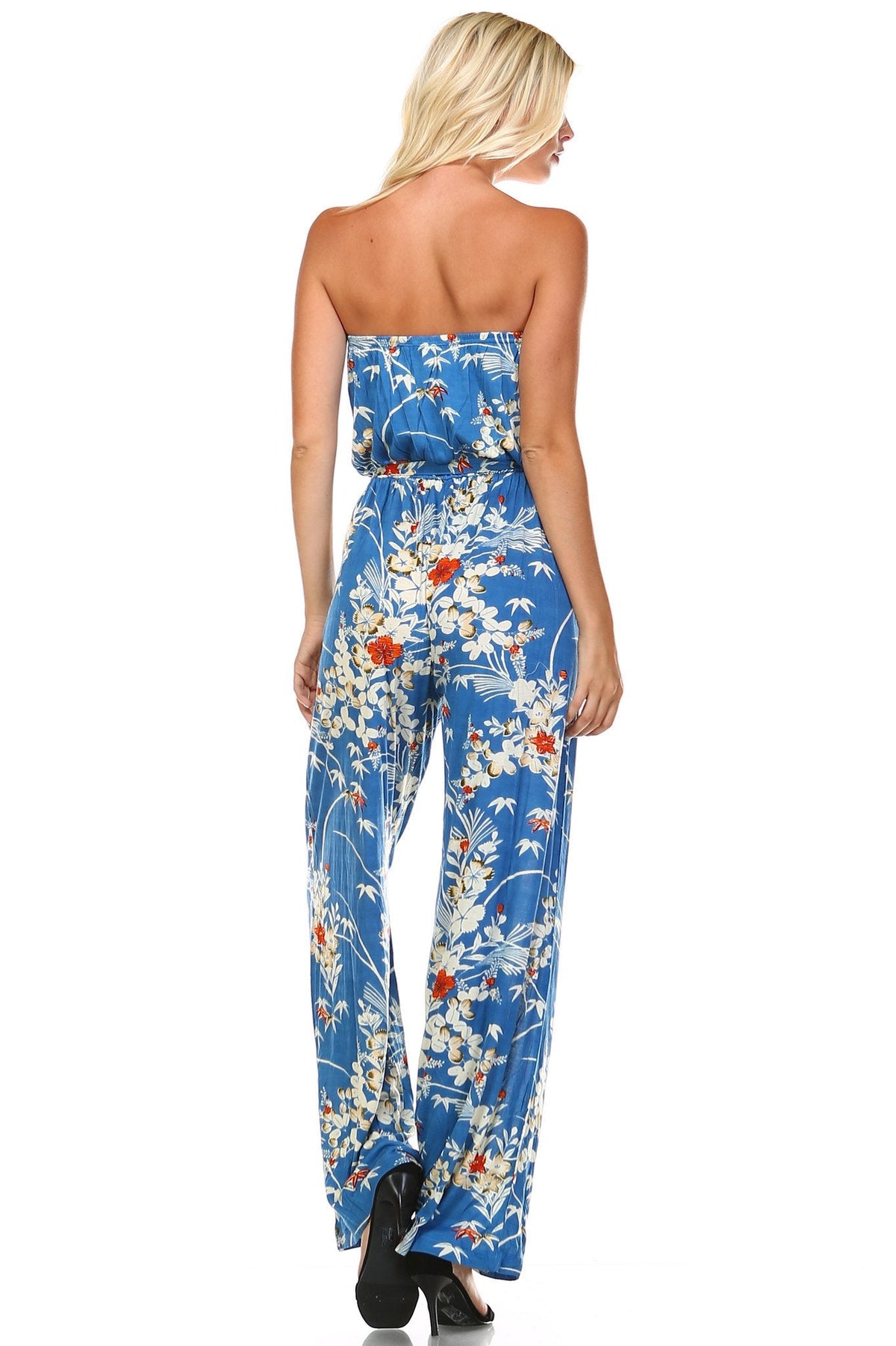 Women's Printed Elastic Waistline Tie Jumpsuit Jumpsuit - Tophatter Daily Deals