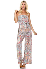 Women's Printed Elastic Waistline Tie Jumpsuit Jumpsuit - Tophatter Daily Deals