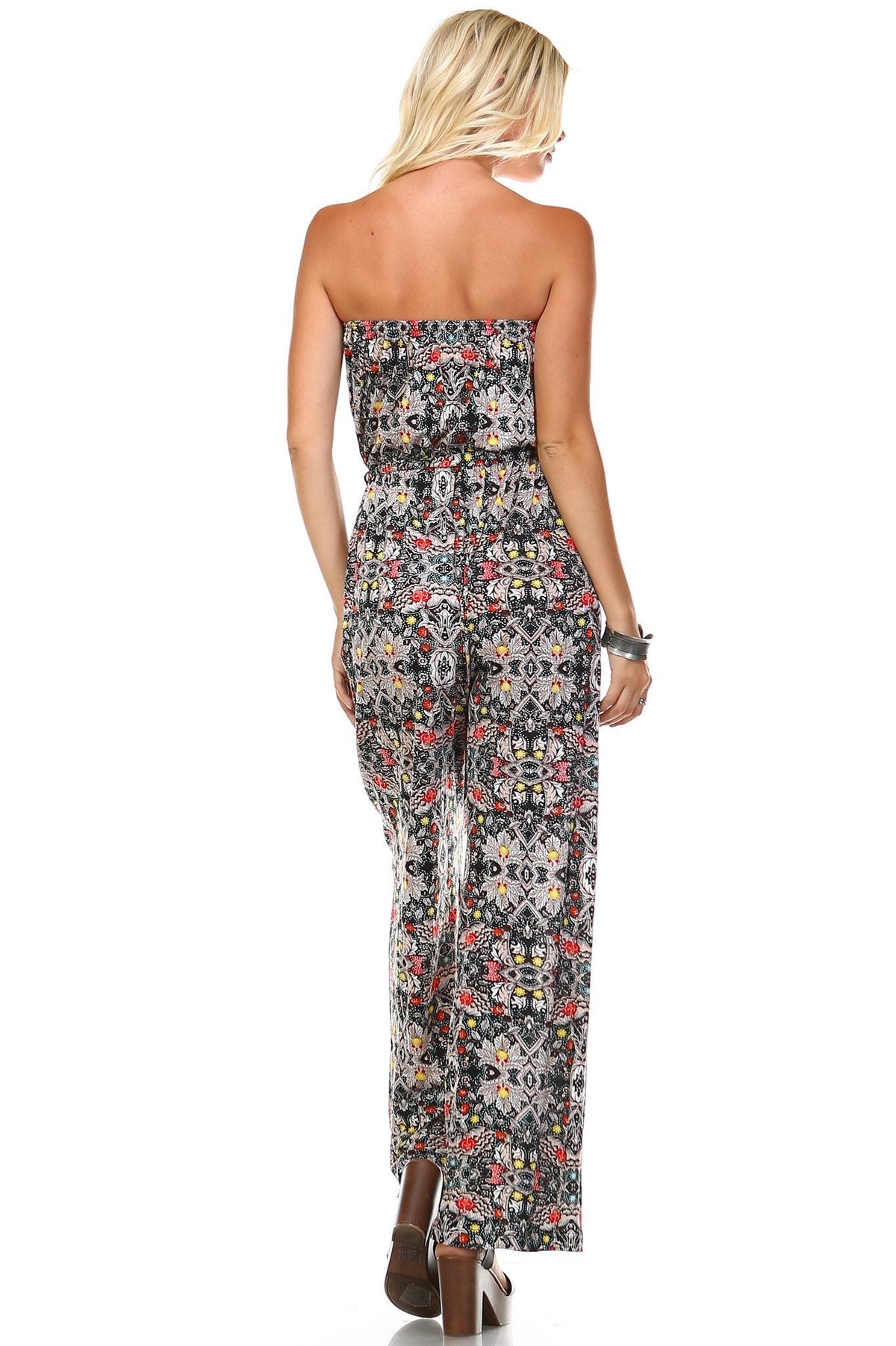 Women's Printed Elastic Waistline Tie Jumpsuit Jumpsuit - Tophatter Daily Deals
