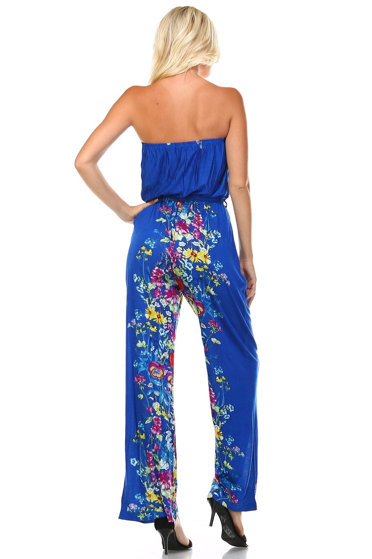 Women's Printed Elastic Waistline Tie Jumpsuit Jumpsuit - Tophatter Daily Deals