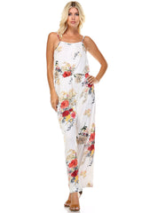 Women's Printed V-Back Elastic Waistline Jumpsuit Jumpsuit - Tophatter Daily Deals