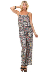 Women's Printed V-Back Elastic Waistline Jumpsuit Jumpsuit - Tophatter Daily Deals