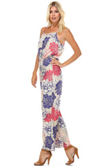 Women's Printed V-Back Elastic Waistline Jumpsuit Jumpsuit - Tophatter Daily Deals