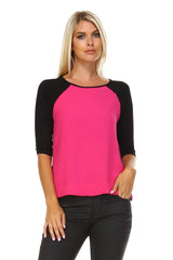 Women's Side Zipper Detail Top Fuchsia Black 5 Tops - Tophatter Daily Deals