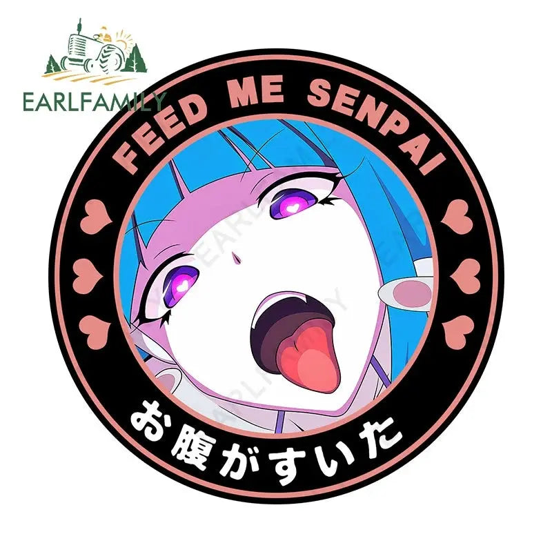 EARLFAMILY 13cm Feed Me Senpai Car Stickers Ahegao Windows Laptop Vinyl Car Wrap Decal Anime Waterproof Car Accessories - Tophatter Daily Deals