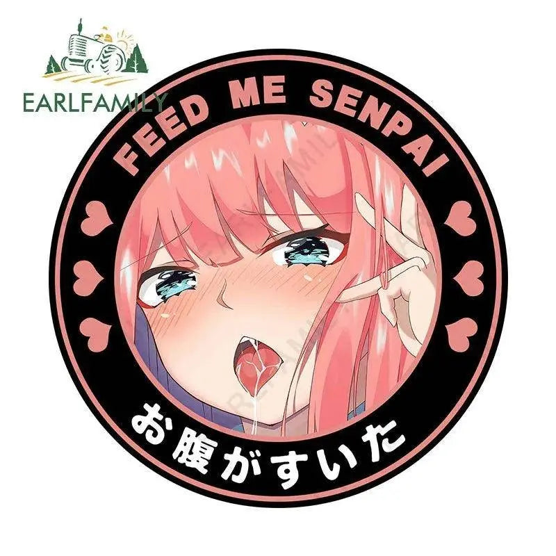 EARLFAMILY 13cm Feed Me Senpai Car Stickers Ahegao Windows Laptop Vinyl Car Wrap Decal Anime Waterproof Car Accessories Style B - Tophatter Daily Deals
