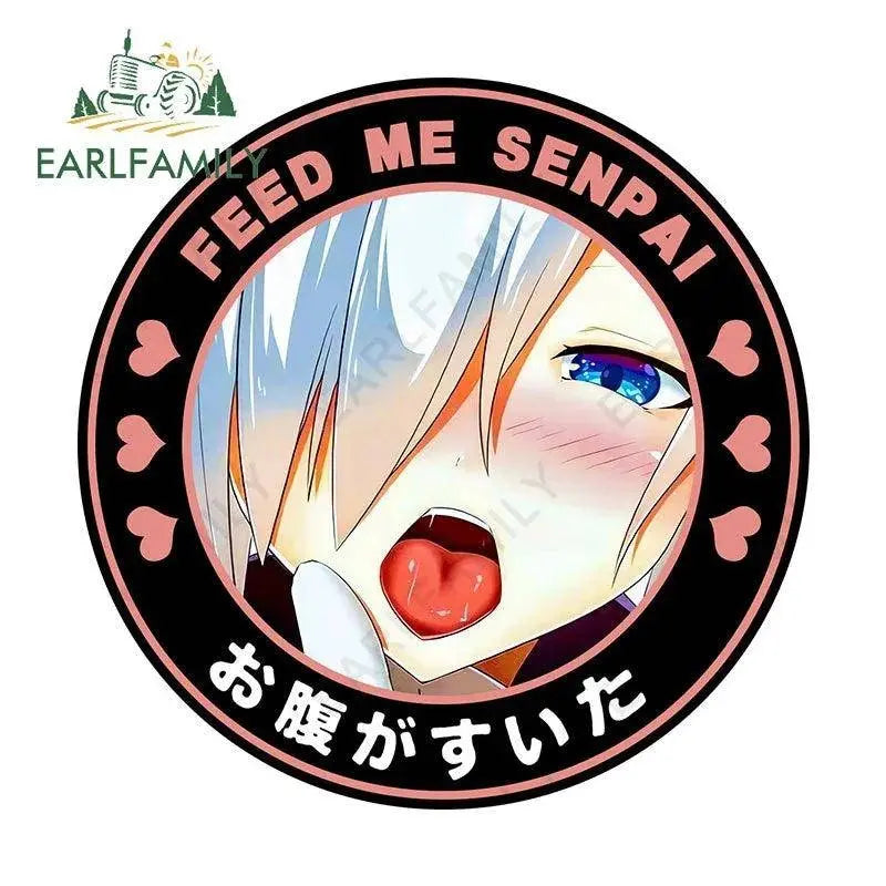 EARLFAMILY 13cm Feed Me Senpai Car Stickers Ahegao Windows Laptop Vinyl Car Wrap Decal Anime Waterproof Car Accessories Style C - Tophatter Daily Deals
