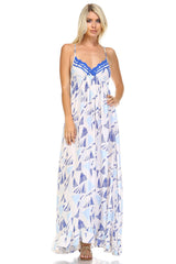 Women's Printed Tie-Back Maxi Dress w/Lace Trim Dresses / Maxi - Tophatter Daily Deals
