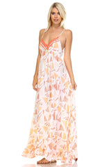 Women's Printed Tie-Back Maxi Dress w/Lace Trim Dresses / Maxi - Tophatter Daily Deals