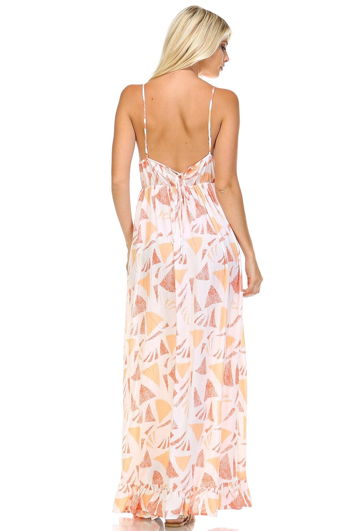 Women's Printed Tie-Back Maxi Dress w/Lace Trim Dresses / Maxi - Tophatter Daily Deals