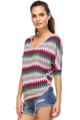 Women's Stripe V-Neck Top Tops - Tophatter Daily Deals