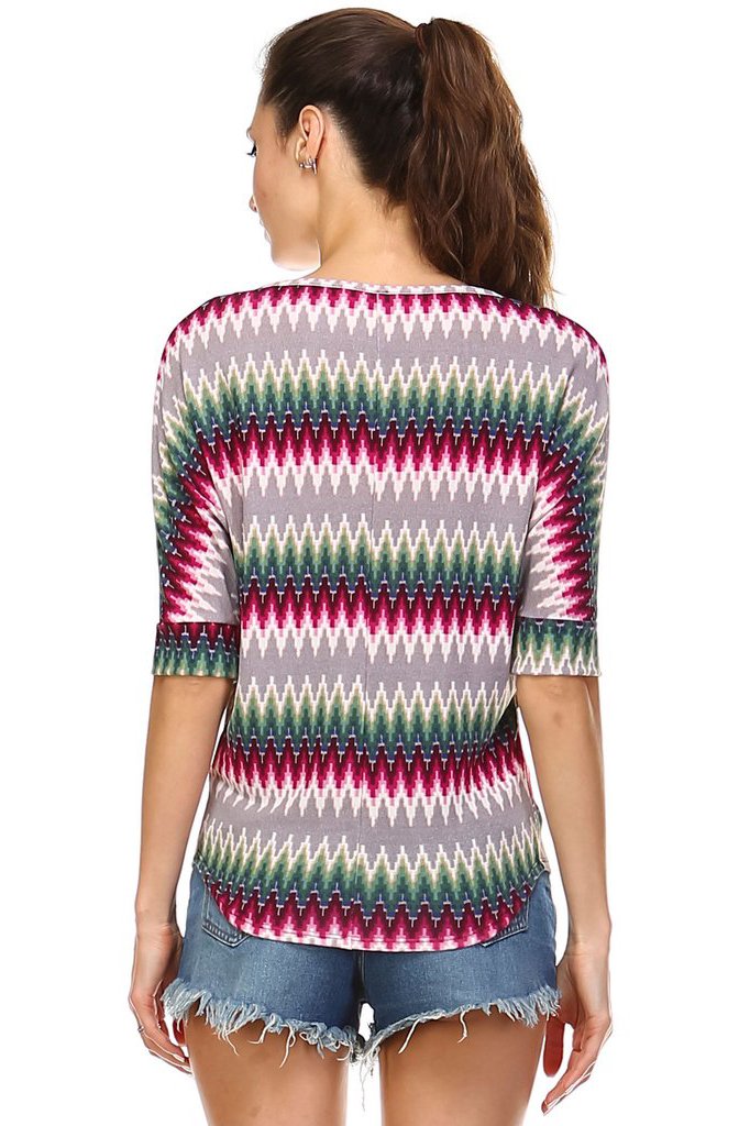 Women's Stripe V-Neck Top Tops - Tophatter Daily Deals