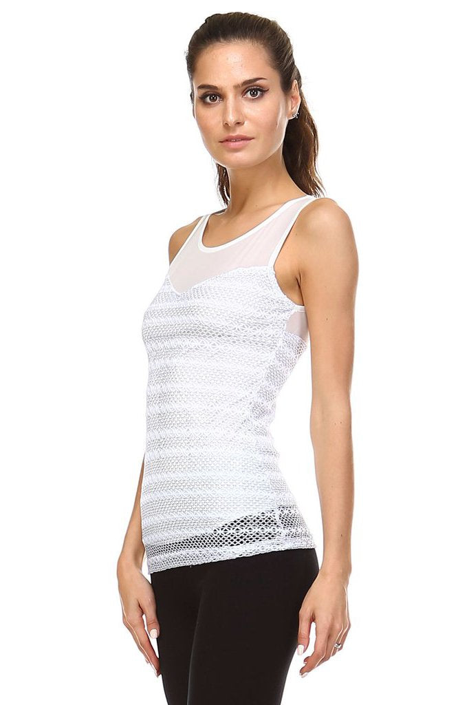 Women's White Lace Overlay tank Tops - Tophatter Daily Deals