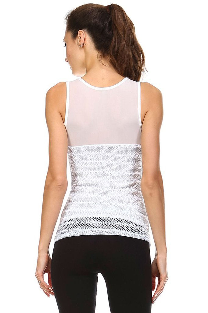 Women's White Lace Overlay tank Tops - Tophatter Daily Deals