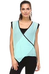 Women's Sleeveless Woven Surplice Top Aqua 1 Tops - Tophatter Daily Deals