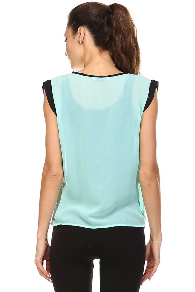 Women's Sleeveless Woven Surplice Top Tops - Tophatter Daily Deals