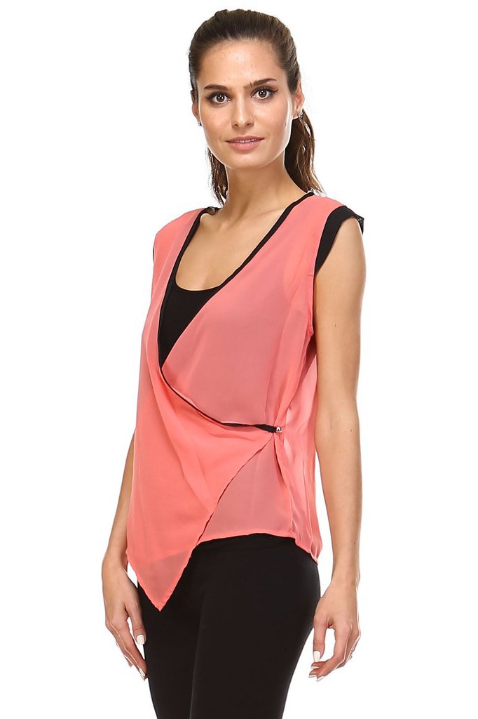 Women's Sleeveless Woven Surplice Top Tops - Tophatter Daily Deals