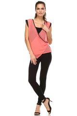 Women's Sleeveless Woven Surplice Top Tops - Tophatter Daily Deals