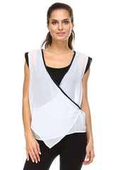 Women's Sleeveless Woven Surplice Top White Tops - Tophatter Daily Deals