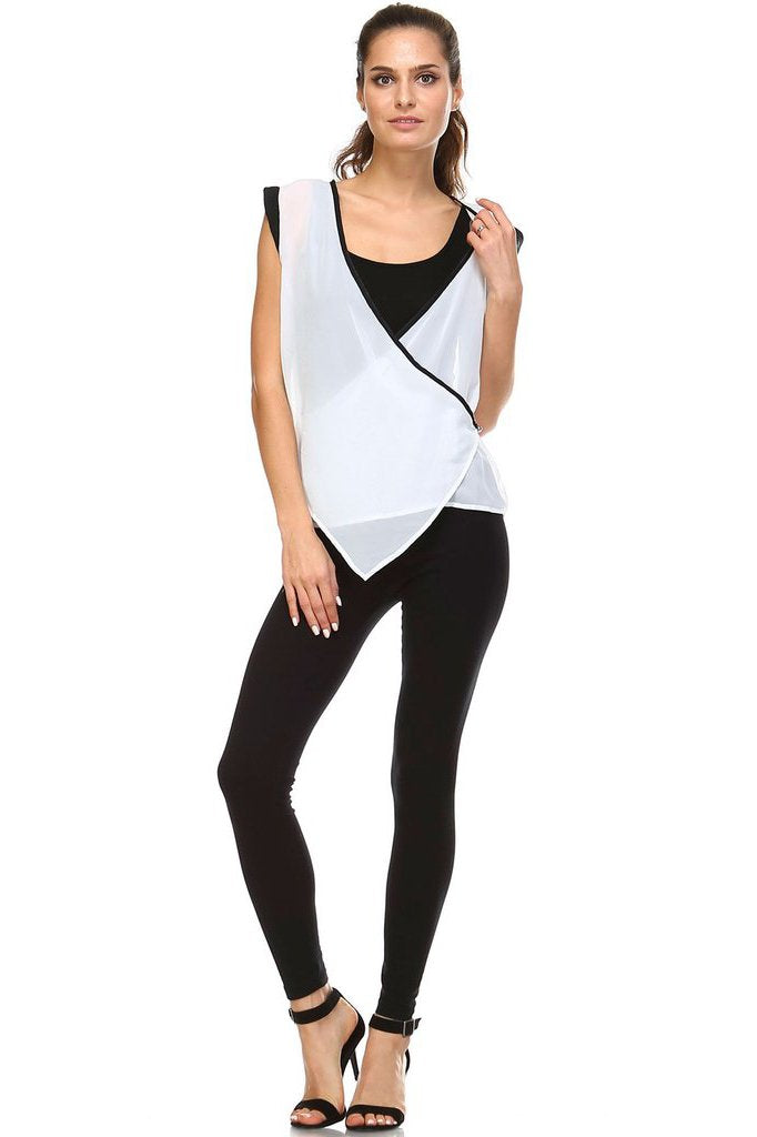 Women's Sleeveless Woven Surplice Top Tops - Tophatter Daily Deals