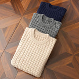 Warm Men's Cable Knit Sweater - Crewneck, Wool Blend, Casual - Tophatter Daily Deals