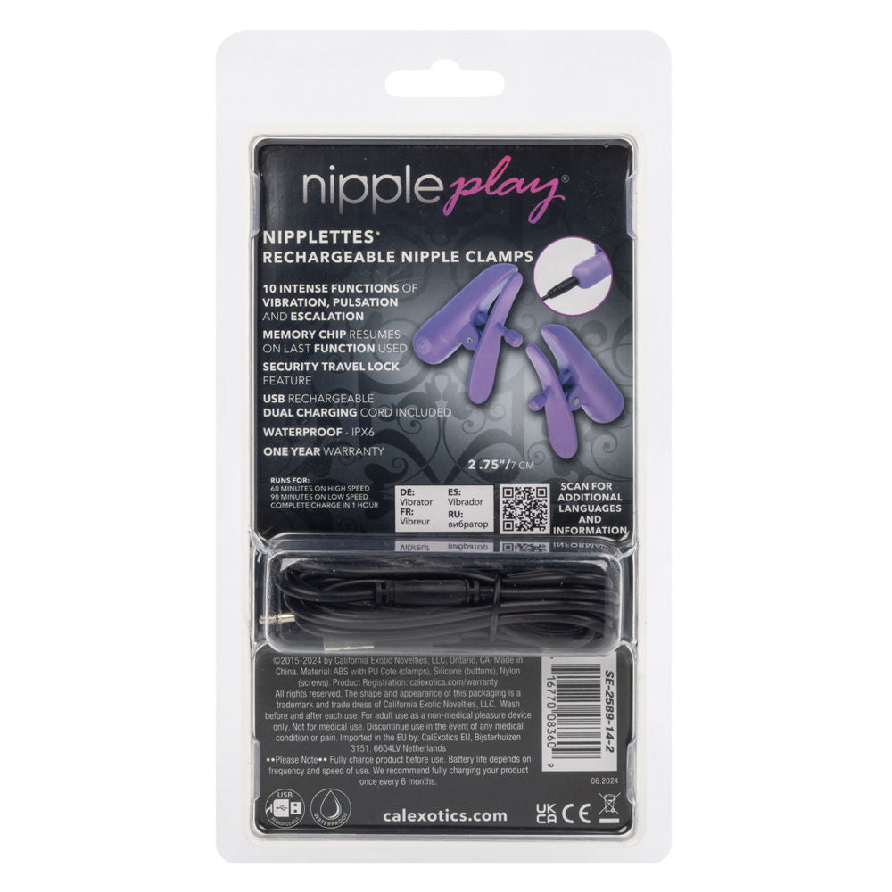 Nipple Play Nipplettes (Purple) – Waterproof Rechargeable 2.75 Inch Nipple Clamps > Sex Toys > Nipple Clamps - Tophatter Daily Deals
