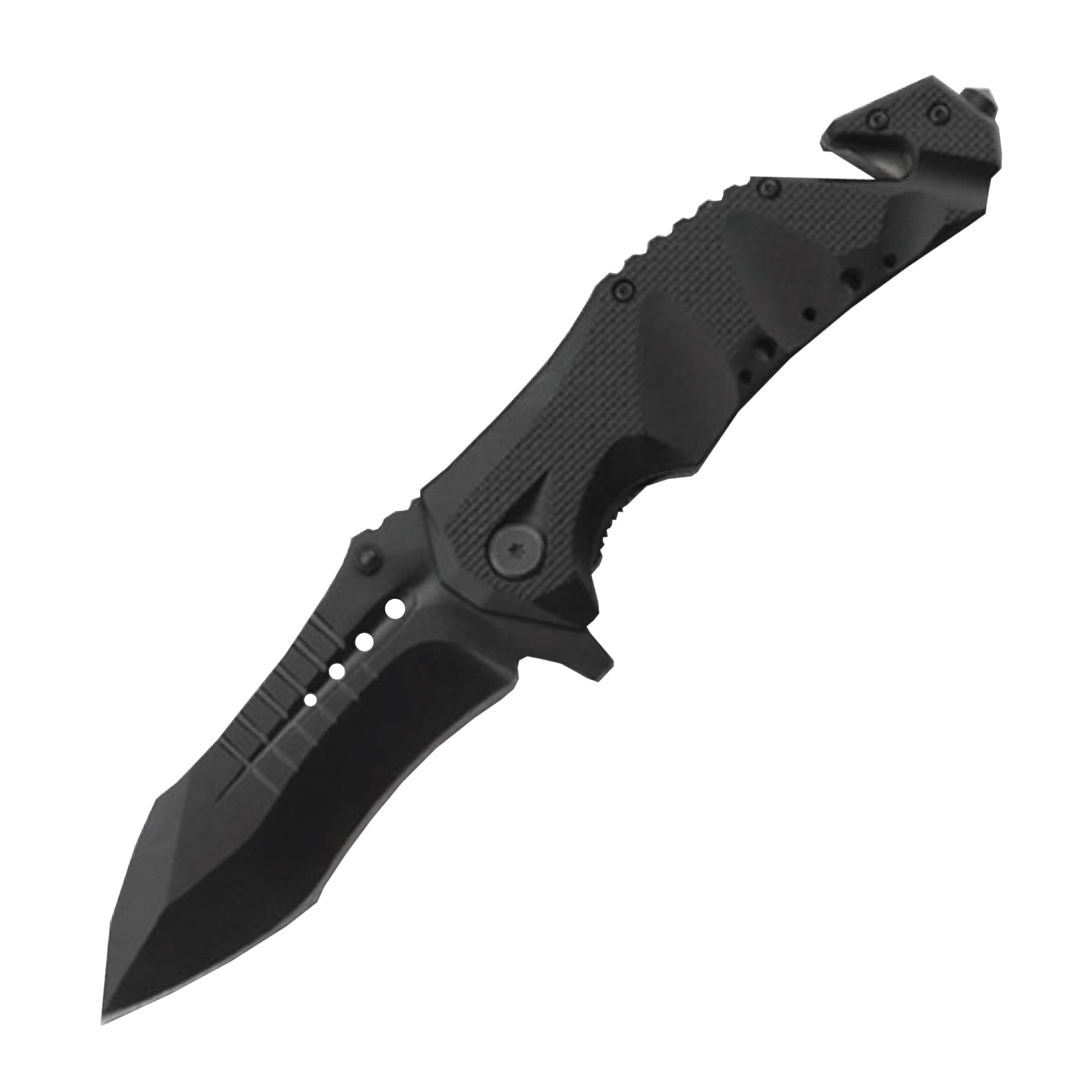 Military Grade 9" Tactical Rescue Knife Black Knife - Tophatter Daily Deals