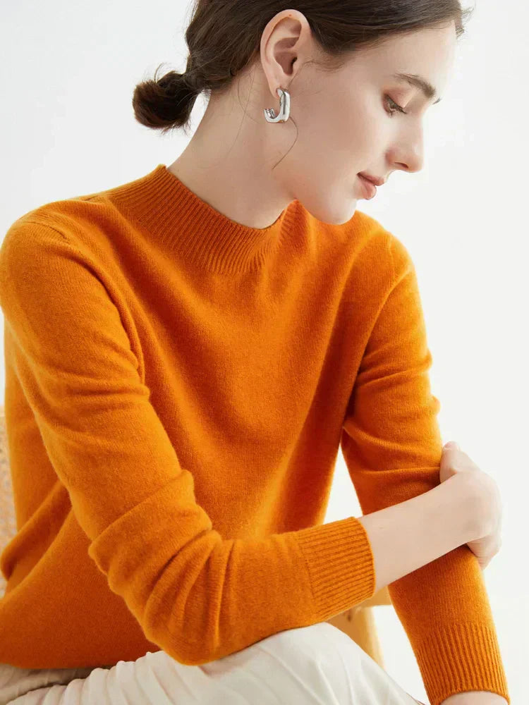 Soft Classic Women’s Pullover - Mock Neck, Wool, Work Dark orange - Tophatter Daily Deals