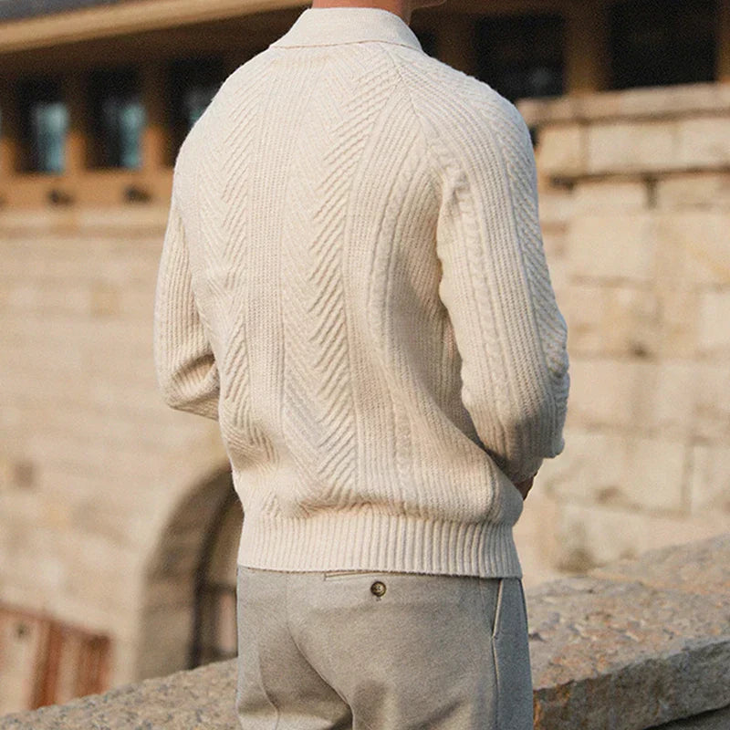 Warm Refined Men's Polo Sweater - Relaxed Cut, Knit, Winter - Tophatter Daily Deals