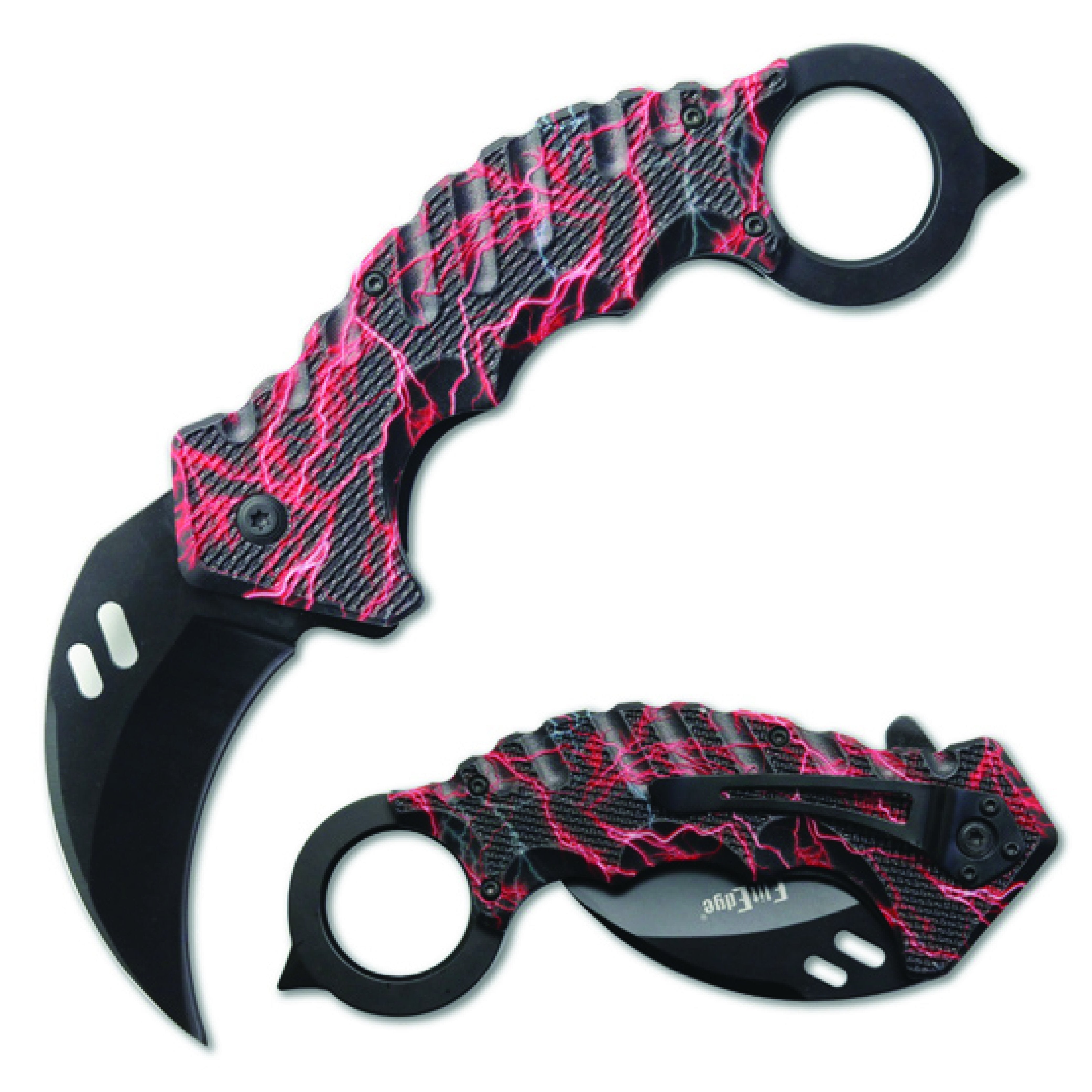 Karambit 5.25" Knife Red Lightning Knife - Tophatter Daily Deals