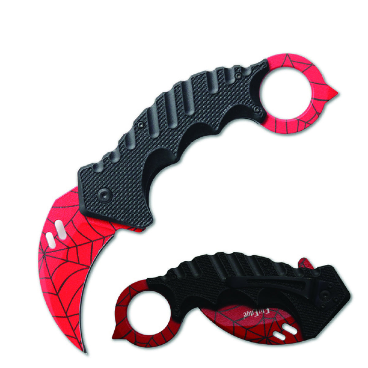 Karambit 5.25" Knife Red Spider Web Knife - Tophatter Daily Deals