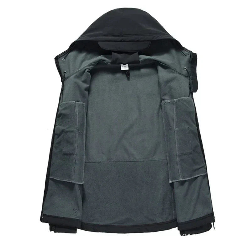 Waterproof Lined Men’s Jacket - Hooded Softshell Fleece - Tophatter Daily Deals